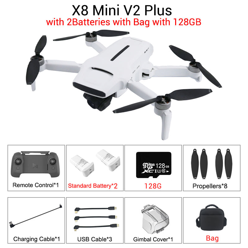 Drone Fimi X8 Mini V2 Professional 4k - Portée 9 km - Comprend 2 piles et  étui de